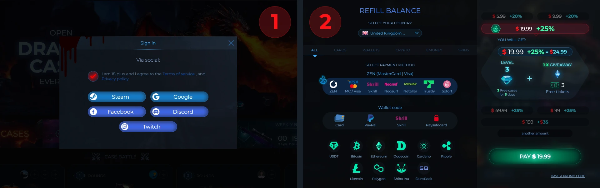 Регистрация и пополнение баланса BloodyCase